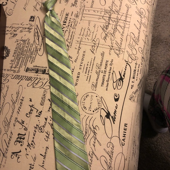 Michael Kors Green/LT Green Stripe Men’s Neck tie - Picture 3 of 4